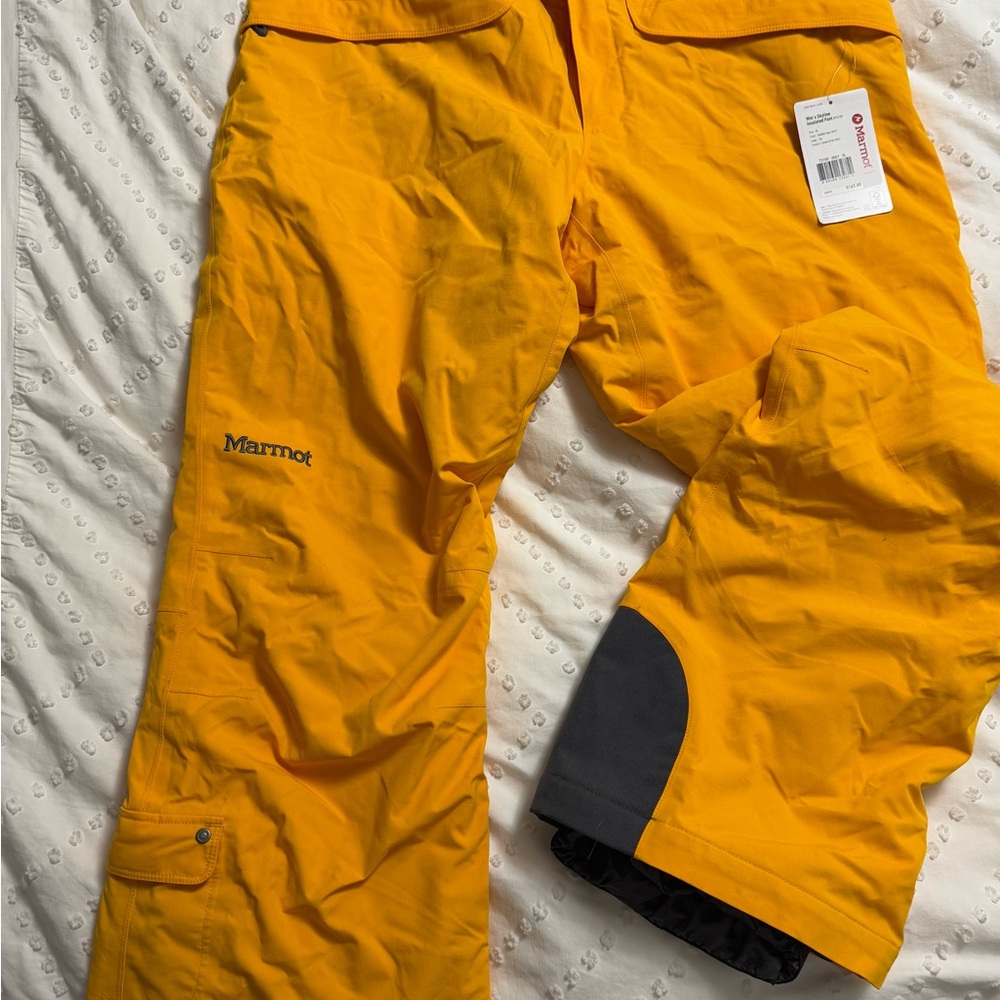 Marmot Vibrant Yellow Snow Pants with black Accents
